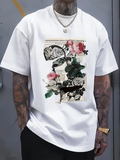 Men's T-Shirt Layered Vintage Botanical Illustrations With Varied Roses And Leaves Collage
