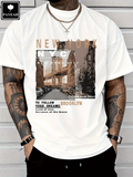 Men's T-Shirt New York Cityscape With Downtown Bridge Urban Street Scene