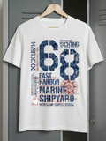 Men's T-Shirt Vintage Dock Yachting East Harbor Marine Shipyard White T Shirt