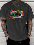 Men's T-Shirt Vibrant Graffiti Style With Retro Neon Colored Boombox