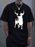 Men's T-Shirt Bold Silhouette Art Of Strong Majestic Bull Standing Proudly Alone