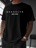 Men's T-Shirt Brooklyn New York Minimal Lettering On Classic Cotton T Shirt