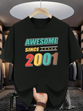 Men's T-Shirt Awesome Since 2001 Colorful Retro Gradient Block Lettering T Shirt