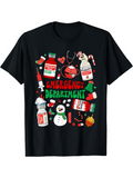 Men's T-Shirt Emergency Department Christmas Styled Medical Bottles With Stethoscope And Snowman