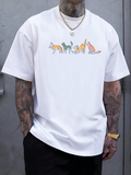 Men's T-Shirt Happy Colorful Foxes Walking On Soft Green Grass Fox