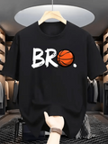 Men's T-Shirt Bro Graffiti Style Writing With Basketball Illustration On Black T Shirt