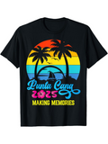 Men's T-Shirt Punta Cana 2025 Making Memories Vibrant Sunset Beach With Silhouetted Palm Trees