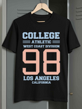 Men's T-Shirt College Athletic Typography With Pastel Numbers And Los Angeles Motif T Shirt