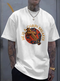 Men's T-Shirt He Is A Chain Breaker Cross Surrounded By Broken Chains And Dark Floral Motif