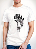 Men's T-Shirt Elegant Skeleton Hand Holding A Detailed Blooming Rose