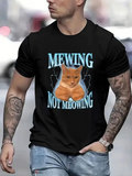 Men's T-Shirt Mewing Not Meowing Orange Cat With Blue Lightning Under Bold Lettering Cat