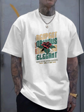Men's T-Shirt Elegant Rose Surrounded By Artistic Lettering On White Fabric Tshirt