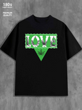 Men's T-Shirt Love Green Zigzag Design Framing Iconic Marijuana Leaf