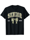Men's T-Shirt Senior Camo Print Bow With Year 2026 Graduation Tee