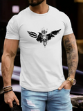 Men's T-Shirt Abstract Grunge Wings With Ink Splash Designed Skull