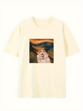 Men's T-Shirt Happy Dog Under Dramatic Skies With Abstract Colorful Mountains