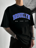 Men's T-Shirt Brooklyn Blue Letters With Modern Minimalist City Street T Shirt