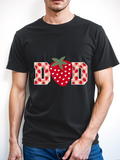 Men's T-Shirt Heart Patterned Letters With Centered Strawberry And Playful Dad Design