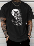 Men's T-Shirt Mystical Full Moon Night With Detailed Sketch Branch Owl