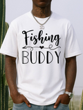 Men's T-Shirt Fishing Buddy Swirling Lines And Playful Lettering Featuring Heart Motif T Shirt