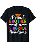 Men's T-Shirt Proud Brother Of A 5th Grade Graduate Colorful Confetti With Graduation Cap Motif