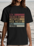 Men's T-Shirt Gen X Raised On Mixtapes And Hose Water Nostalgic Retro Striped Graphic Neglect