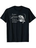 Men's T-Shirt Even Jesus Has A Fishing Story With Artistic Script And Leaping Fish Graphic