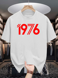 Men's T-Shirt Bold Red Minimal Numbers Graphic 1976