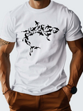 Men's T-Shirt Artful Cluster Of Oceanic Sharks Swimming In Unison On A White Shirt