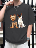 Men's T-Shirt Chic Urban Dogs Sitting Calmly Under Evening Light Puppy
