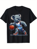 Men's T-Shirt Athletic Koala Dribbling Basketball In Vibrant Sneakers And Sporty Jersey