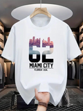 Men's T-Shirt Miami City Pastel Skyline With Evening Reflections And Tropical Vibe Number
