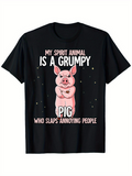 Men's T-Shirt My Spirit Animal Is A Grumpy Pig With Folded Arms Surrounded By Tiny Stars