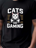 Men's T-Shirt Cats And Gaming Playful Cartoon Cat With Game Controller