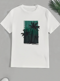 Men's T-Shirt Nightfall Shadows With Tall Palm Trees And Fading Jungle Palm