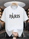 Men's T-Shirt Paris Text With Landmark Tower As Letter Design