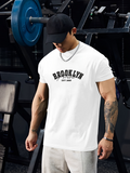 Men's T-Shirt Brooklyn Established 1986 Classic Outline Text Over Simple White Shirt