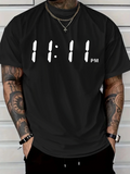 Men's T-Shirt Digital Clock Numbers With Minimal White Print Time