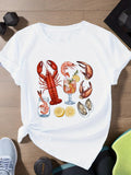 Women's T-Shirt Juicy Shrimp Served With Fresh Lemon And Seafood Lobster