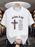 Men's T-Shirt John 316 Inspiring Bible Verse With Cross Graphic And Crown Of Thorns
