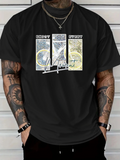 Men's T-Shirt Abstract Forest With Swirling Patterns And Dappled Sunlight Patchwork Panels