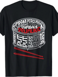 Men's T-Shirt Drumline Percussion Words With Silver Drumsticks And Cymbals Drum