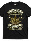 Men's T-Shirt Sativa Indica With Gold Marijuana Leaf Surrounded By Decorative Scrolls