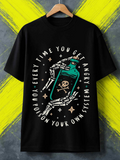 Men's T-Shirt Mystical Skeleton Hands With Bottle Surrounded By Poison Symbols Stars