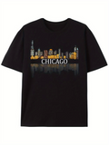 Men's T-Shirt Chicago Illuminated City Skyline Reflected Over Nighttime Waters