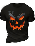 Men's T-Shirt Fiery Eyes And Sharp Jagged Orange Glow Pumpkin Face