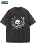 Men's T-Shirt Watercolor Leaves And Bamboo Surrounding Peaceful Panda