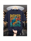 Men's T-Shirt Colorful Lettering With Tropical Bird Over Bold Graphic Bird