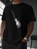 Men's T-Shirt Glimmering Light Emanating Through Soft Shadows With Reaching Human Hand