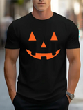 Men's T-Shirt Bright Orange Triangular Shapes On Festive Halloween Pumpkin Face